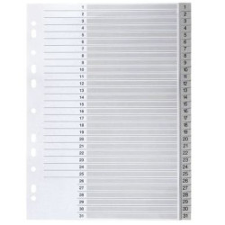 Intercalaires PVC A4 31 touches numériques Grises - Z