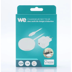 Chargeur induction USB-C PC 20W blanc - rapide 15W ** 