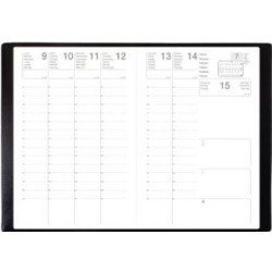 Semainier 2027 - 16 x 24 cm - Couverture PVC Grainé - NOIR