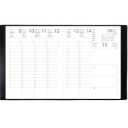 Semainier 2027 - 21 x 27 cm - Piqûre - Couverture PVC Grainé - NOIR