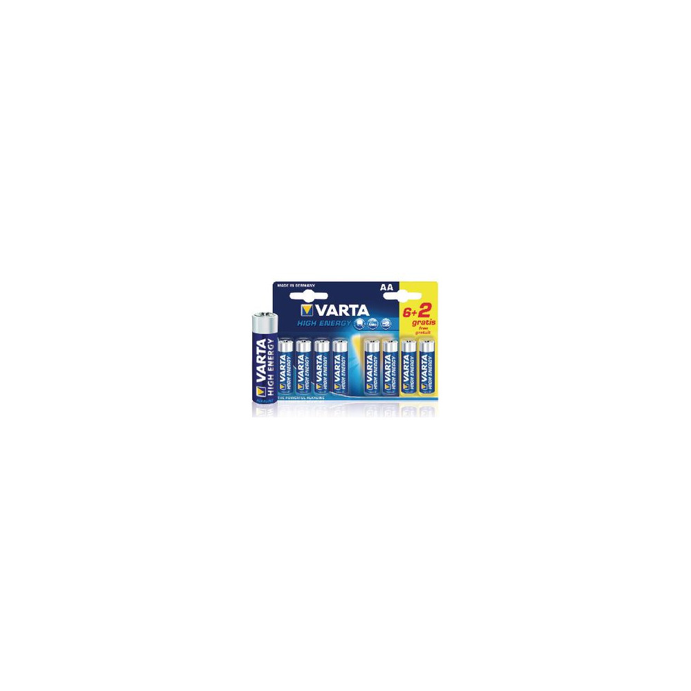 Pile LR06 VARTA Alcaline High Energy AA (par 6 + 2 gratuites) //