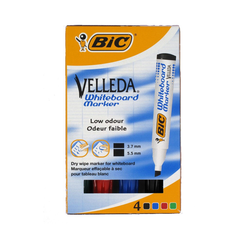 Marqueur effaç. BIC VELLEDA 1754 Recycl -Bis 3 à 5.9mm -4 COUL //