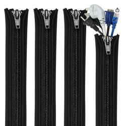 Gaine câble néoprène TESKYER noire avec zip - 4x1,5m - Diamètre 3cm